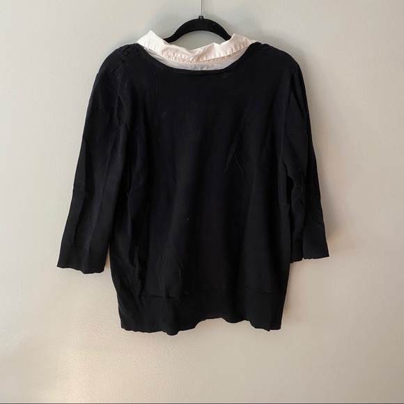 CJ Banks Black and White Collared Top - Picture 4 of 4